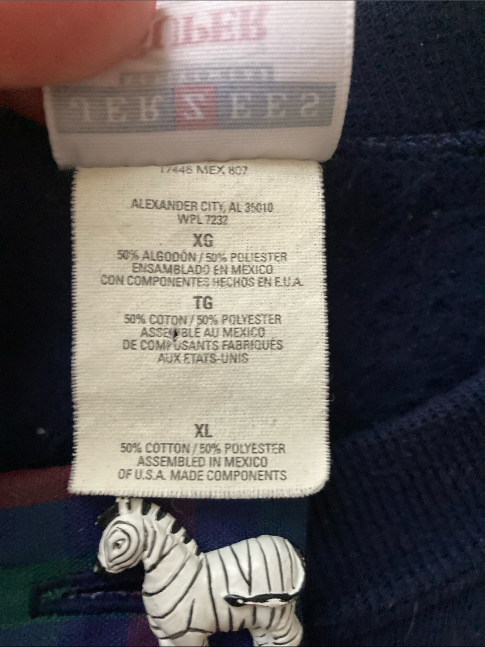 VTG Jerzees Super Sweats Y2K Navy Blue Embroidered Sweatshirt Animal Buttons XL - Picture 5 of 10